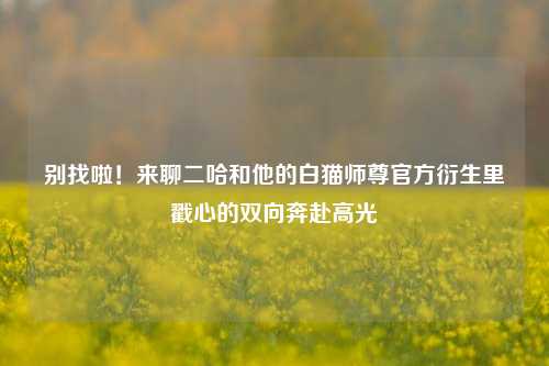 别找啦！来聊二哈和他的白猫师尊官方衍生里戳心的双向奔赴高光