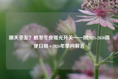 哪天冬至？触发冬夜暖光开关——附2024-2030简便日期+2026年单问解答