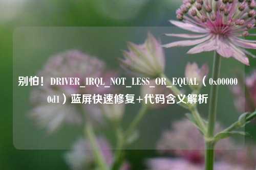 别怕！DRIVER_IRQL_NOT_LESS_OR_EQUAL（0x000000d1）蓝屏快速修复+代码含义解析