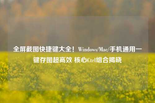 全屏截图快捷键大全！Windows/Mac/手机通用一键存图超高效 核心Ctrl组合揭晓