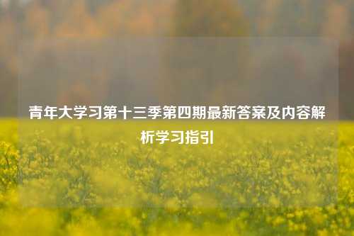 青年大学习第十三季第四期最新答案及内容解析学习指引
