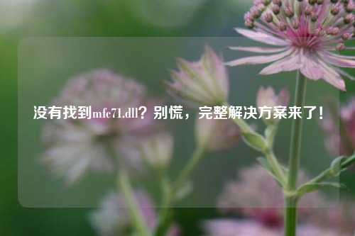 没有找到mfc71.dll？别慌，完整解决方案来了！