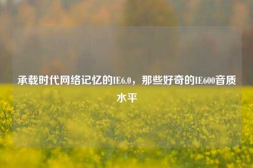 承载时代网络记忆的IE6.0,那些好奇的IE600音质水平