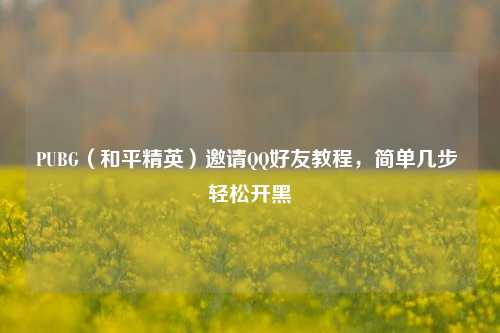PUBG（和平精英）邀请QQ好友教程，简单几步 轻松开黑