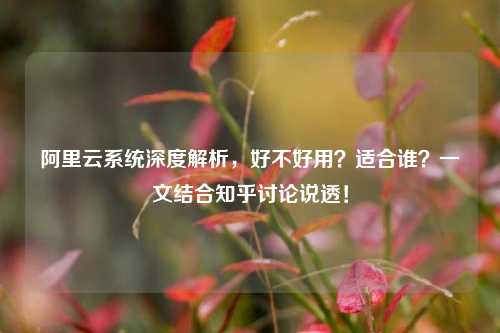 阿里云系统深度解析,好不好用?适合谁?一文结合知乎讨论说透!