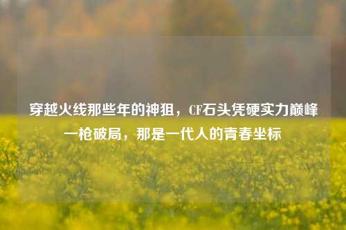 穿越火线那些年的神狙，CF石头凭硬实力巅峰一枪破局，那是一代人的青春坐标