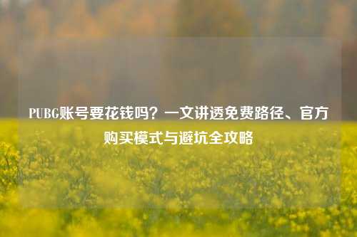 PUBG账号要花钱吗?一文讲透免费路径、官方购买模式与避坑全攻略
