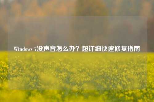Windows 7没声音怎么办?超详细快速修复指南