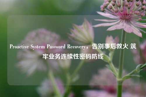 Proactive System Password Recovery,告别事后救火 筑牢业务连续性密码防线