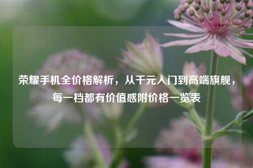 荣耀手机全价格解析,从千元入门到高端旗舰,每一档都有价值感附价格一览表