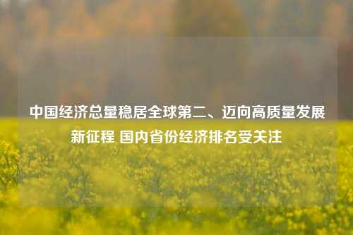 中国经济总量稳居全球第二、迈向高质量发展新征程 国内省份经济排名受关注