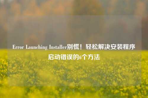 Error Launching Installer别慌！轻松解决安装程序启动错误的6个方法