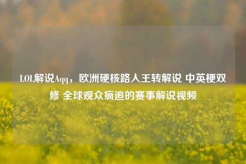 LOL解说Aqq,欧洲硬核路人王转解说 中英梗双修 全球观众疯追的赛事解说视频