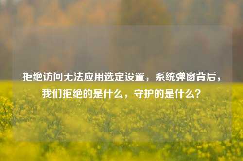 拒绝访问无法应用选定设置,系统弹窗背后,我们拒绝的是什么,守护的是什么?
