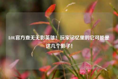 LOL官方查无无影英雄！玩家记忆里的它可能是这几个影子！