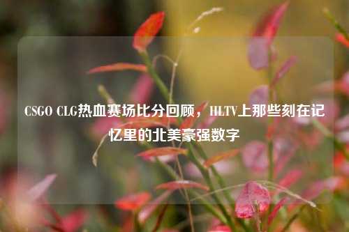 CSGO CLG热血赛场比分回顾,HLTV上那些刻在记忆里的北美豪强数字
