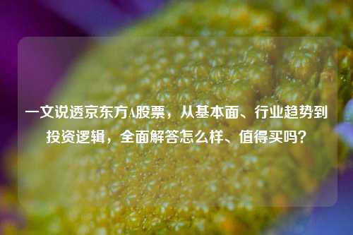 一文说透京东方A股票,从基本面、行业趋势到投资逻辑,全面解答怎么样、值得买吗?