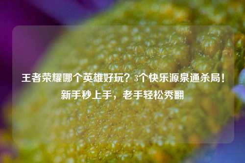 王者荣耀哪个英雄好玩？3个快乐源泉通杀局！新手秒上手，老手轻松秀翻