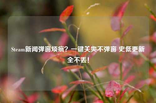 Steam新闻弹窗烦疯？一键关爽不弹窗 史低更新全不丢！