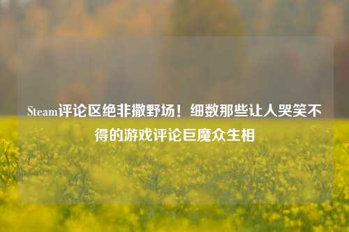 Steam评论区绝非撒野场！细数那些让人哭笑不得的游戏评论巨魔众生相