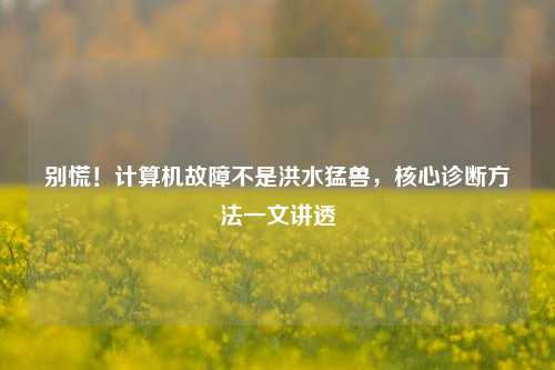 别慌!计算机故障不是洪水猛兽,核心诊断方法一文讲透