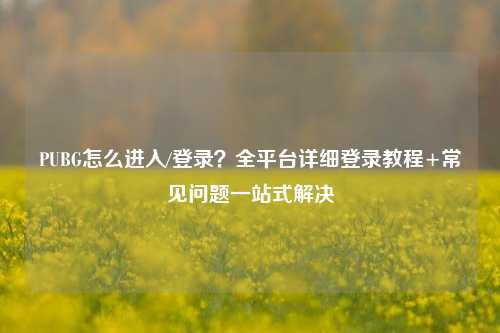 PUBG怎么进入/登录？全平台详细登录教程+常见问题一站式解决