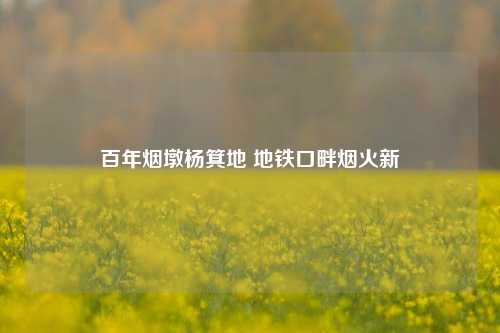 百年烟墩杨箕地 地铁口畔烟火新