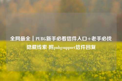 全网最全｜PUBG新手必看信件入口+老手必找隐藏线索 附pubgsupport信件回复
