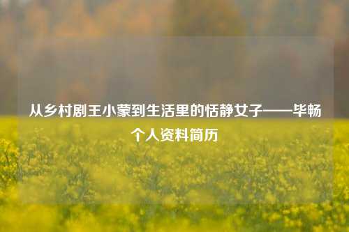从乡村剧王小蒙到生活里的恬静女子——毕畅个人资料简历