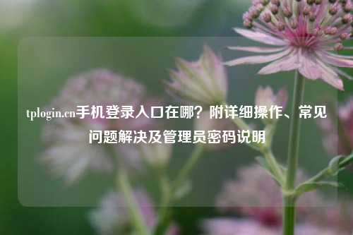 tplogin.cn手机登录入口在哪？附详细操作、常见问题解决及管理员密码说明