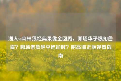 湖人vs森林狼经典录像全回顾,哪场华子爆扣詹眉?哪场老詹绝平拖加时?附高清正版观看指南