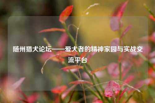 随州猎犬论坛——爱犬者的精神家园与实战交流平台