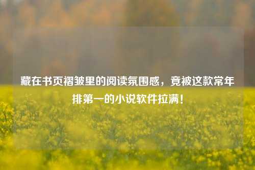 藏在书页褶皱里的阅读氛围感,竟被这款常年排第一的小说软件拉满!