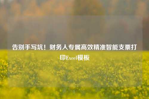 告别手写坑!财务人专属高效精准智能支票打印Excel模板