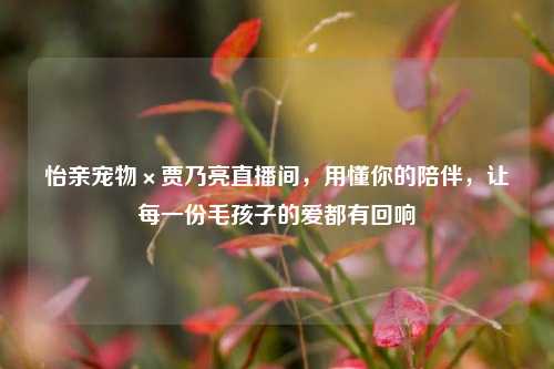 怡亲宠物×贾乃亮直播间,用懂你的陪伴,让每一份毛孩子的爱都有回响
