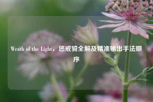 Wrath of the Light,惩戒骑全解及精准输出手法顺序