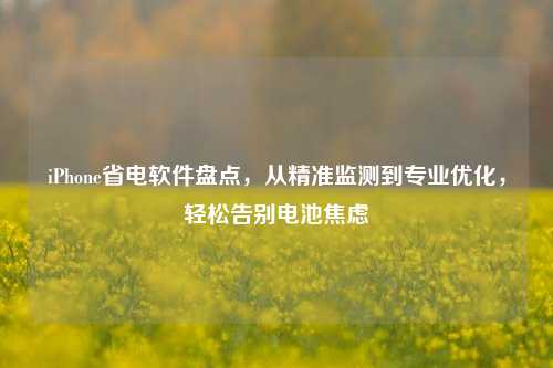 iPhone省电软件盘点,从精准监测到专业优化,轻松告别电池焦虑