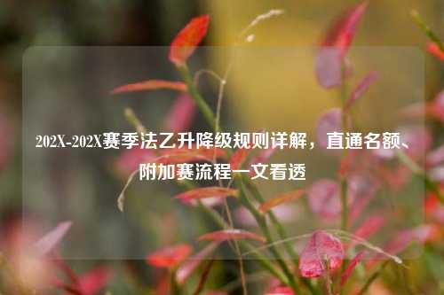 202X-202X赛季法乙升降级规则详解，直通名额、附加赛流程一文看透