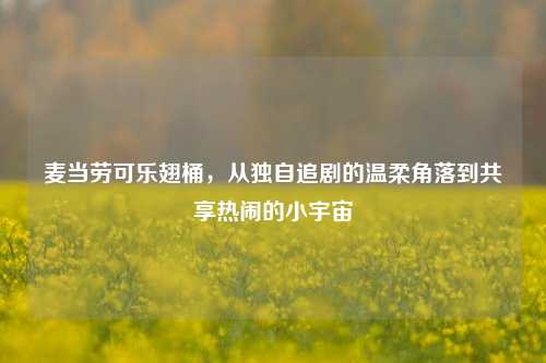 麦当劳可乐翅桶,从独自追剧的温柔角落到共享热闹的小宇宙