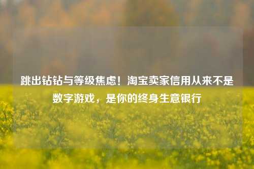跳出钻钻与等级焦虑!淘宝卖家信用从来不是数字游戏,是你的终身生意银行