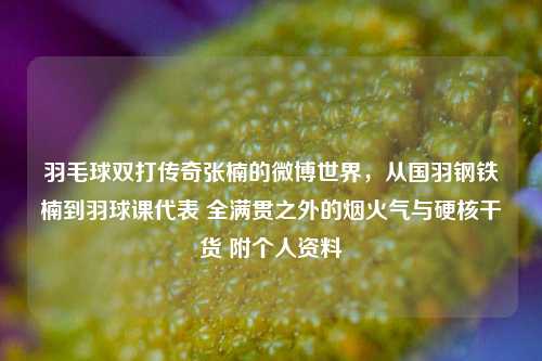羽毛球双打传奇张楠的微博世界,从国羽钢铁楠到羽球课代表 全满贯之外的烟火气与硬核干货 附个人资料