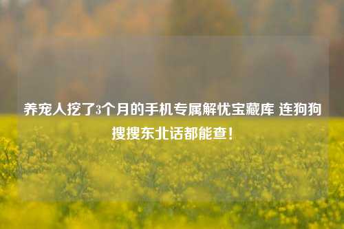 养宠人挖了3个月的手机专属解忧宝藏库 连狗狗搜搜东北话都能查!