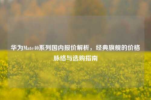 华为Mate40系列国内报价解析，经典旗舰的价格脉络与选购指南