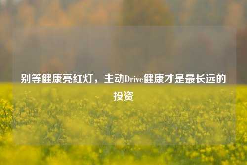 别等健康亮红灯,主动Drive健康才是最长远的投资