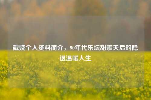 戴娆个人资料简介,90年代乐坛甜歌天后的隐退温暖人生