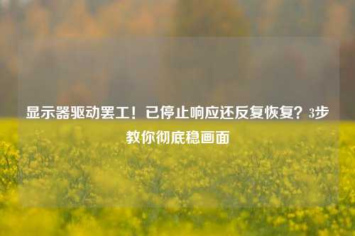 显示器驱动罢工！已停止响应还反复恢复？3步教你彻底稳画面
