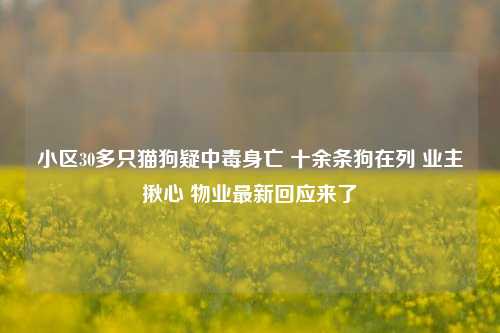 小区30多只猫狗疑中毒身亡 十余条狗在列 业主揪心 物业最新回应来了