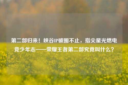 第二部归来!峡谷IP破圈不止,指尖星光燃电竞少年志——荣耀王者第二部究竟叫什么?