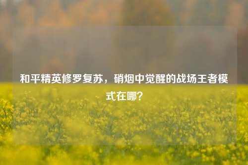 和平精英修罗复苏,硝烟中觉醒的战场王者模式在哪?