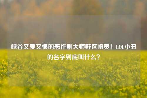 峡谷又爱又恨的恶作剧大师野区幽灵!LOL小丑的名字到底叫什么?